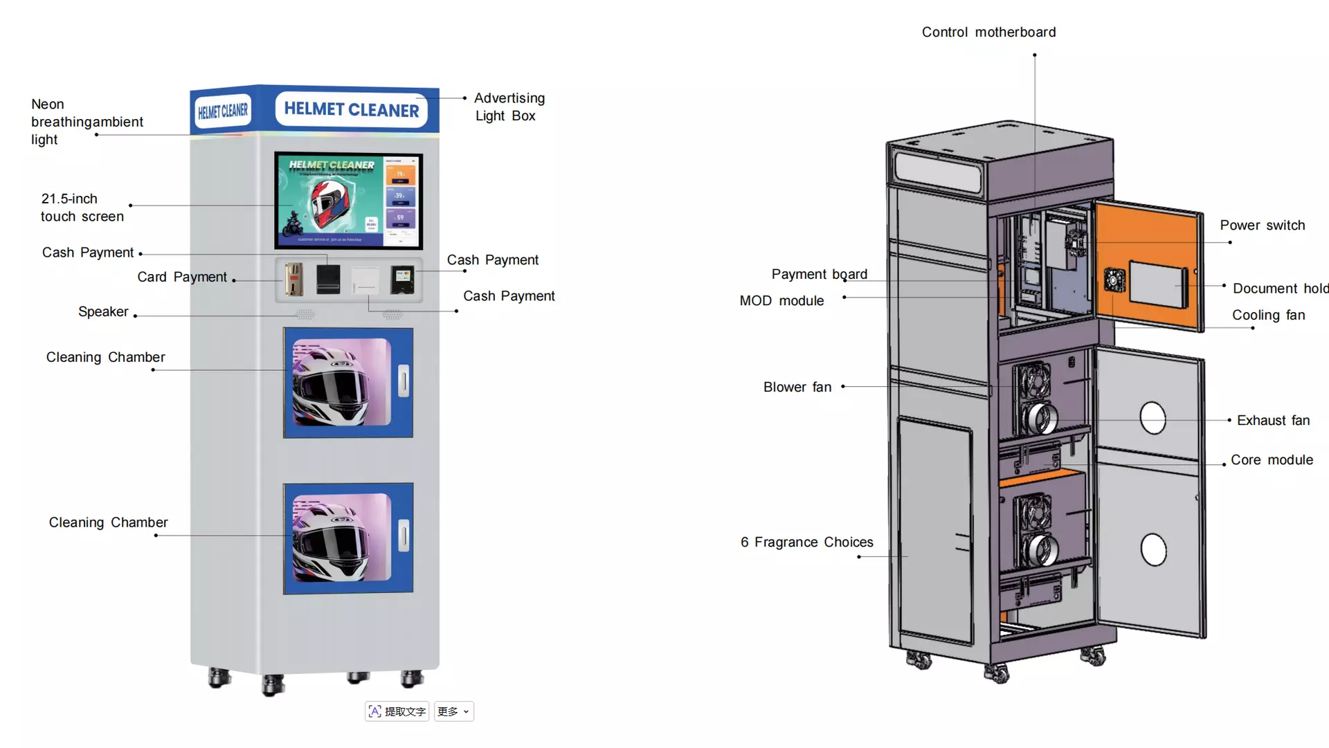 Schematic Diagram of the Appearance and Structure of the Helmet Cleaning Machine